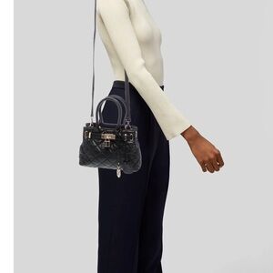 Badgley Mischka Black Quilted Vegan Leather Handbag